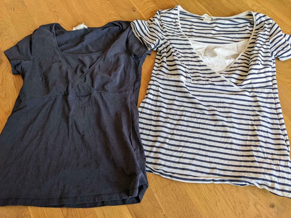 Schwangerschaftskleidung T-Shirt H&M Mama blau weiß in Bonn