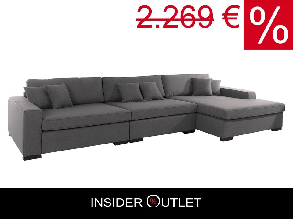 BIG Ecksofa ❤ 400x190cm Grau Federkern Skara GMK Kretschmer in Köln