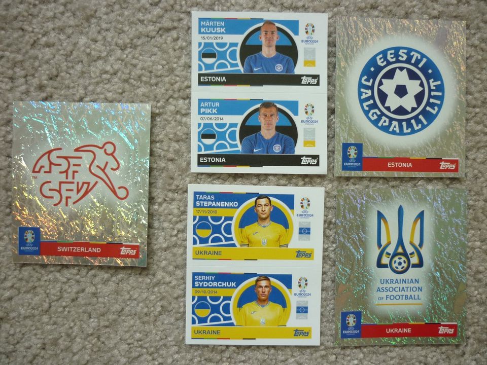 Topps UEFA EURO 2024 Sticker Ukraine + Estland + Schweiz in Bensheim