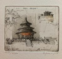 Original signierte Radierung A.Befelein Himmelstempel Beijing Nordrhein-Westfalen - Korschenbroich Vorschau