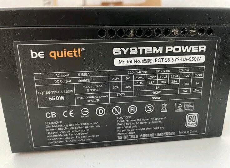 Be Quiet 550 Watt Netzteil in Baden-Baden