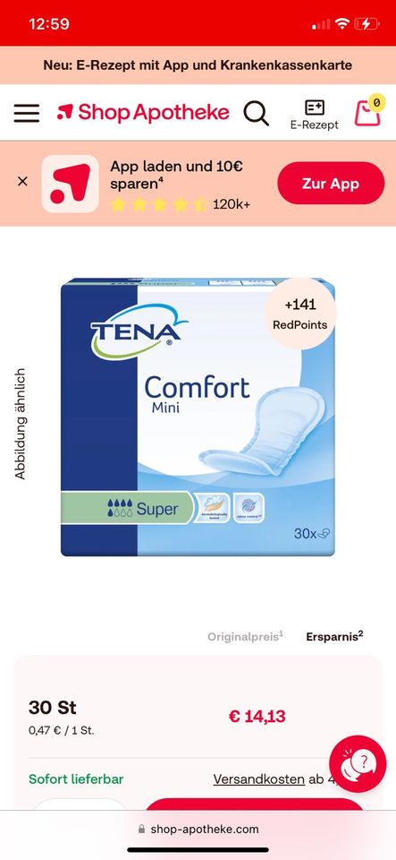 2x TENA Comfort mini super Inkontinenz Einlagen 30 Stück in Köln