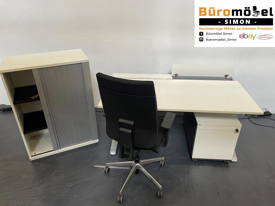 ❗️80x TOP Rollcontainer weiß von Sedus/ Büroschrank/ elektrisch höhenverstellbarer Stehtisch/ Samas Sideboard/ Komplettset/ Büroeinrichtung/ Aktenschrank/ Cheftisch/ Bürocontainer/ Hochwertig/ Design in Linden