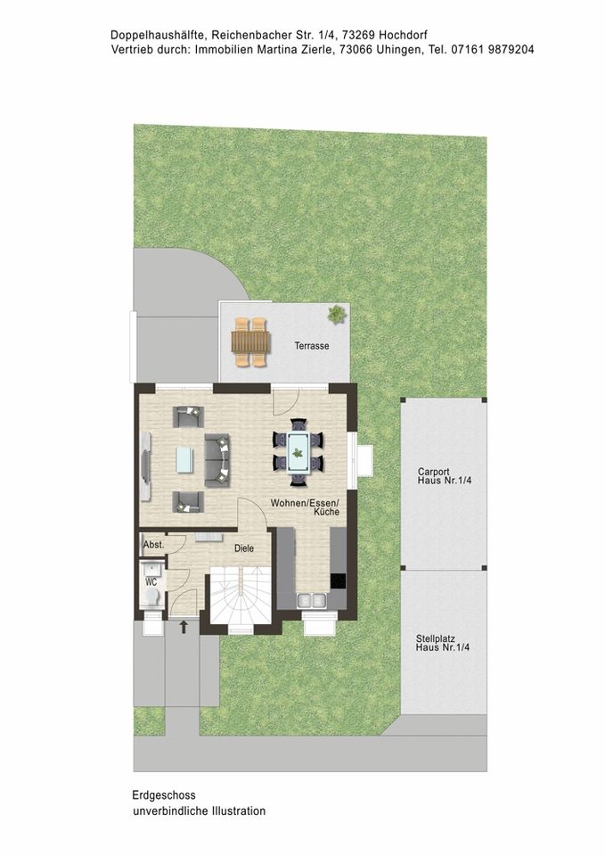 Neubauprojekt in Hochdorf, schöne DHH, 2 Terrassen, Balkon, Garten, KfW55, Carport und Stellplatz in Hochdorf