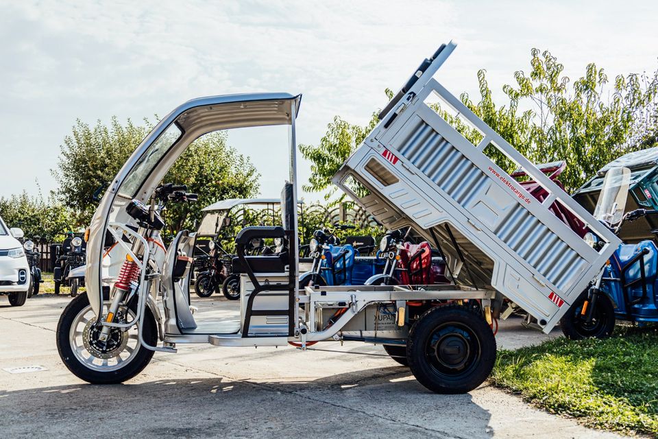 3Rad AMR Elektro Cargo mit Kabine Pritsche Kipper 400 Big Volta TUKTUK APE Lastendreirad TUCK TUCK MEGA CABIN Geco Stormborn Green Speed Lastendreirad TUK TUK Futura Runner Elektrofrosch Frosch 3 Rad in Waren (Müritz)