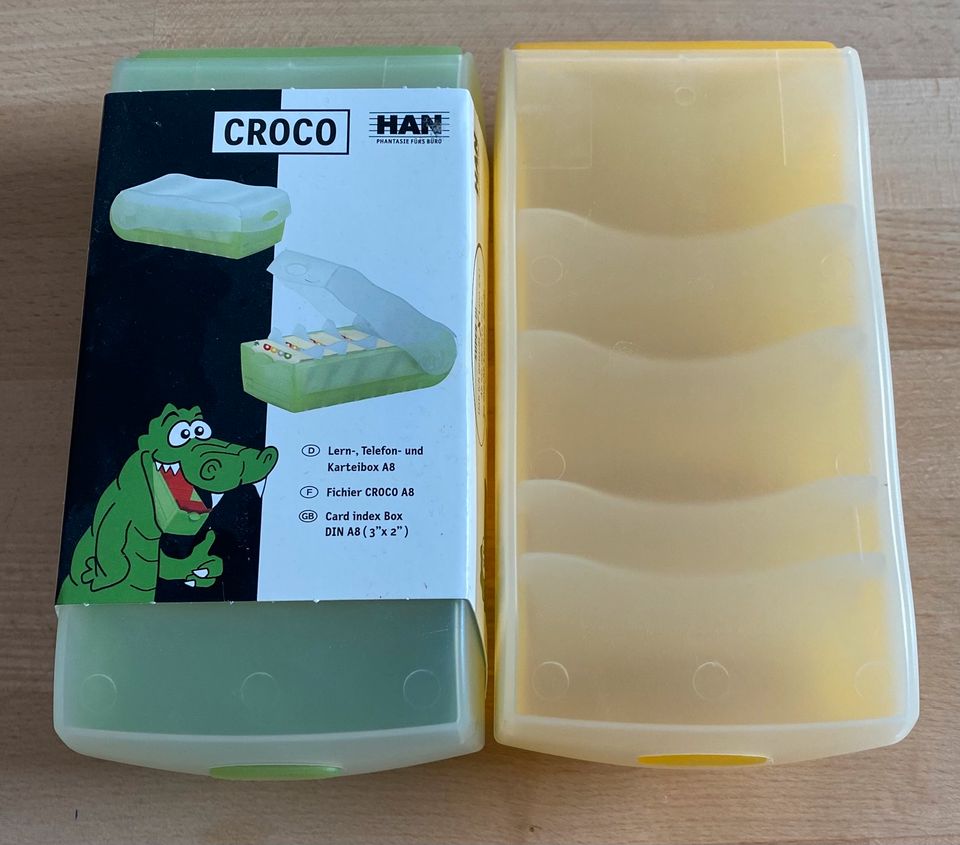 HAN Karteikasten CROCO - DIN A8 - in grün und gelb - 2 Stück in Harsefeld