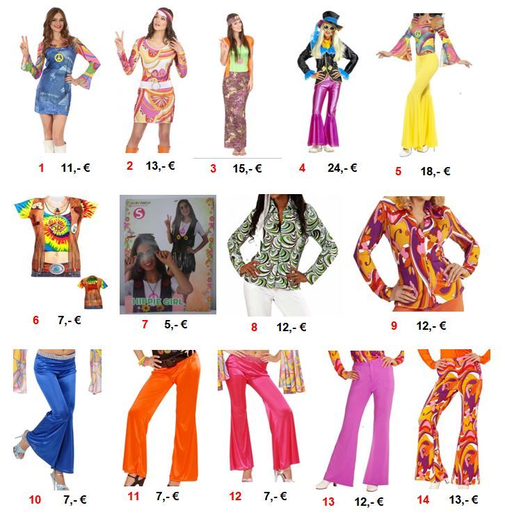 NEU Hippie Damen Kostüme ab 5,- € - Hosen Shirts - Schlager in Minden