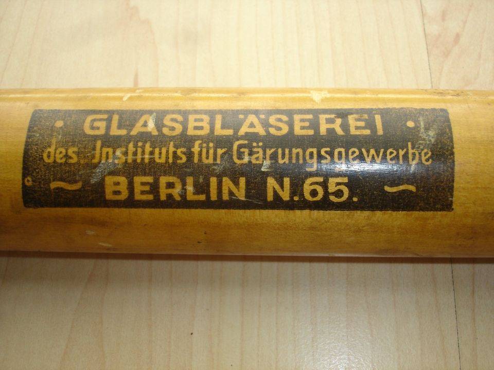 41cm Alkoholmeter mit Holzzylinder aus dem 1930 Jahren, selten in Kippenheim