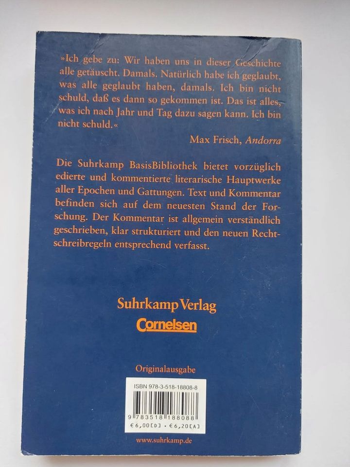 Andorra von Max Frisch, ISBN 978-3-518-18808-8, Cornelsen Verlag in Ludwigsburg