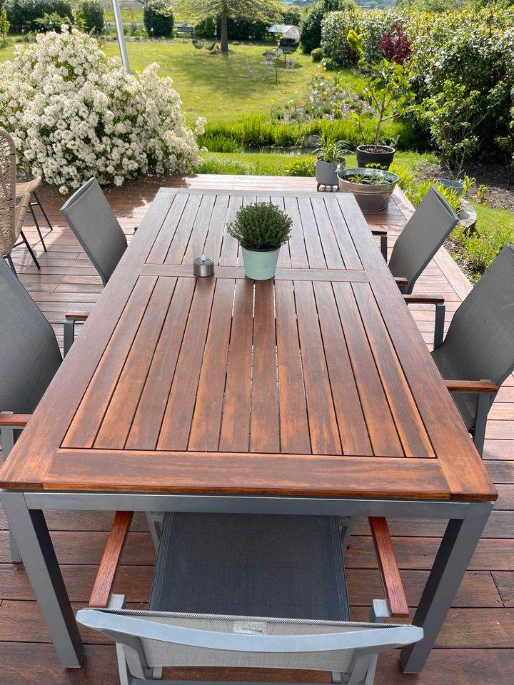 Premium Set Tisch Teak + 6 Stühle Marke STERN Garten Terrasse in Lichtenau