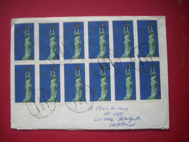 Briefmarken -- 7 Stck. echt gelaufene Briefe Lettland 1991 / 92 in Hanau