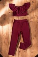 Zweiteiler Set S/M - Off-Shoulder Top & Hose - Bordeaux/Weinrot Baden-Württemberg - Göppingen Vorschau