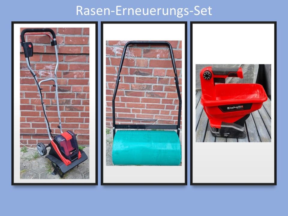 Rasen-Neuanlage-Set, Bodenhacke+Rasenwalze+AKKU-Streuer Mieten in Hamburg