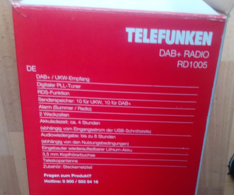 Telefunken DAB Radio RD 1005 DAB+, UKW, Wecker, silber/schwarz in Betzdorf
