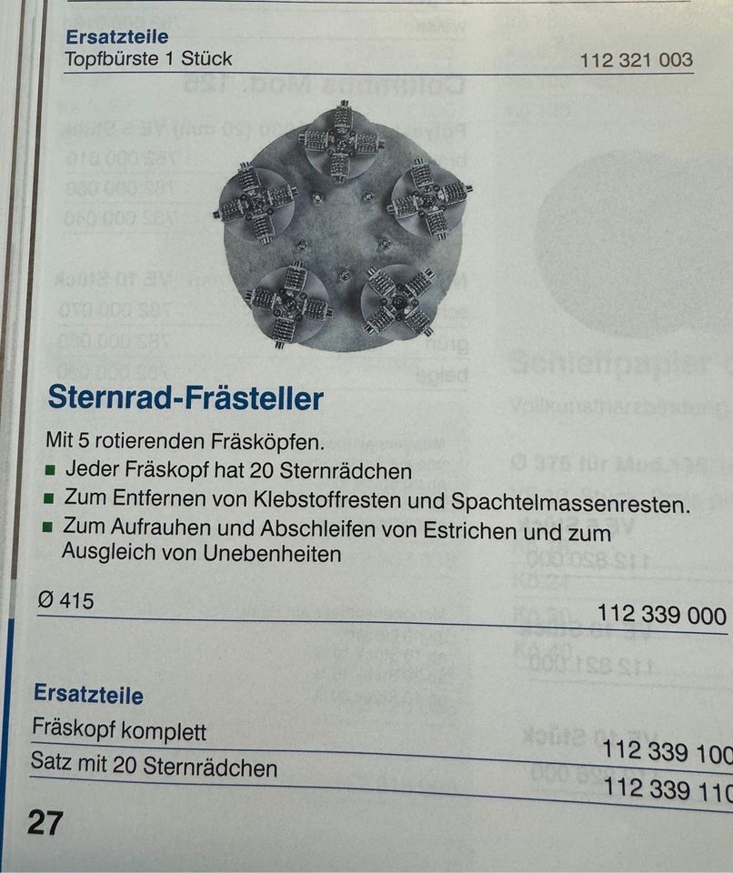 Janser Sternrad-Frästeller mit 5 rotierenden Fräsköpfen in Heidelberg