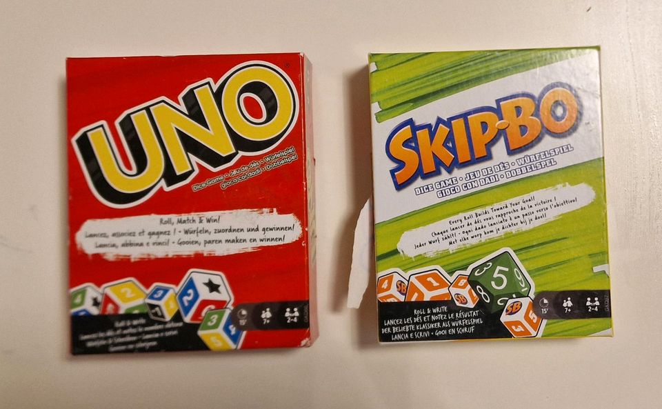 Uno und Skip Bo Würfelspiel - Mattel Spiele in Berlin