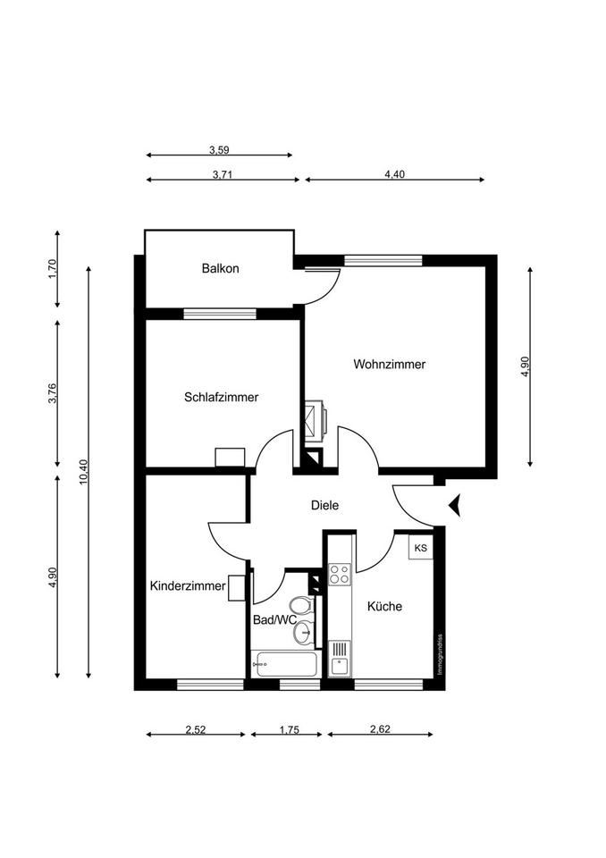 IMMORath.de - Geräumige 3-Zimmer-Wohnung mit Balkon in Herbolzheim