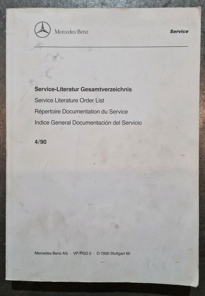 Mercedes Service-Literatur Gesamtverzeichnis 4/90 in Villingen-Schwenningen