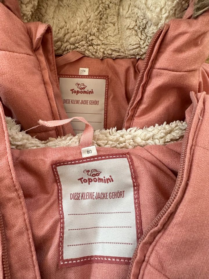 2x rosa Winterjacke, Topomini, Gr 74 und 80, Zwillinge in Ahnsbeck