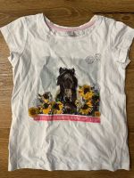 T- Shirt mit Pferd + Blumen und Glitzerspruch in Gr. 116 Hessen - Schlüchtern Vorschau