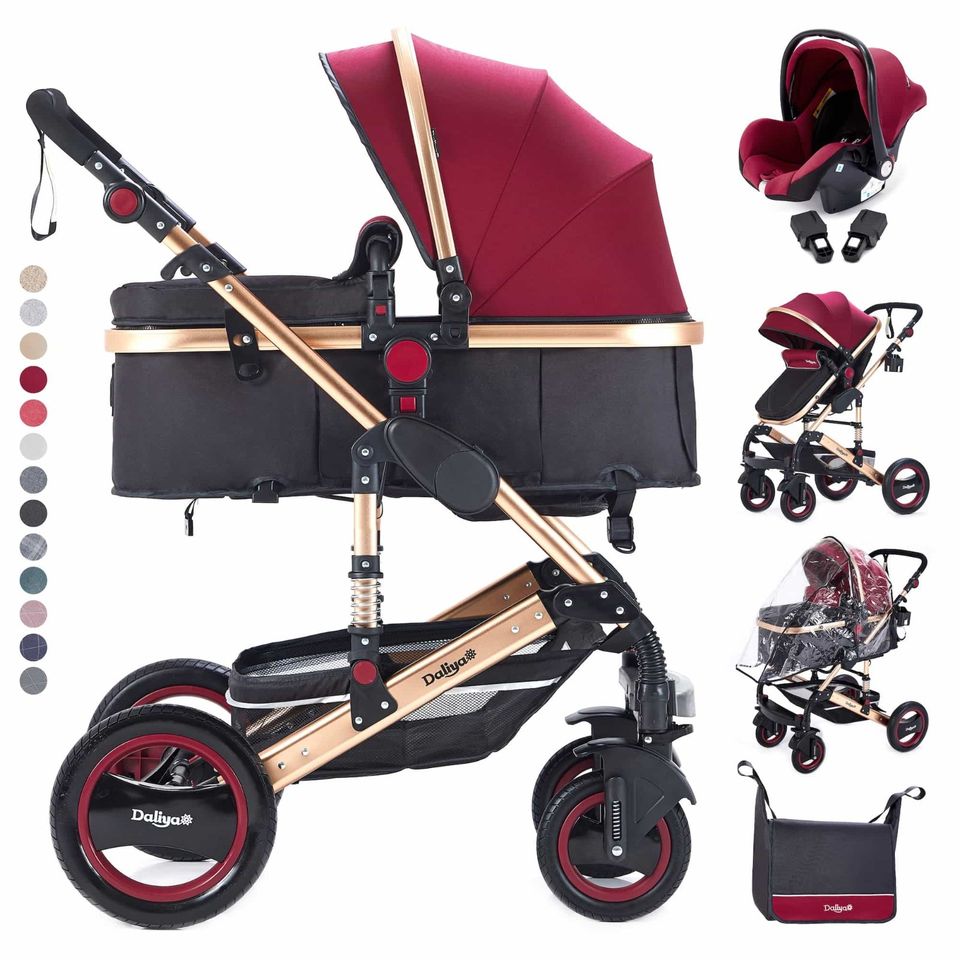 Daliya® BAMBIMO 3in1 Kinderwagen & Buggy mit Babyschale (Bordeaux in Potsdam