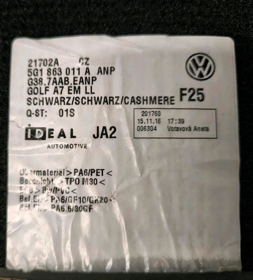 Fussmatten Velours VW Golf XII Var. in Dresden