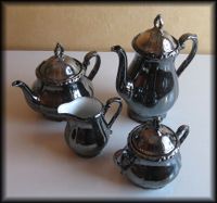 Schaller Bavaria Kaffee-Set 4tlg, Silber-Dekor, Porzellan, antik Sachsen - Rochlitz Vorschau