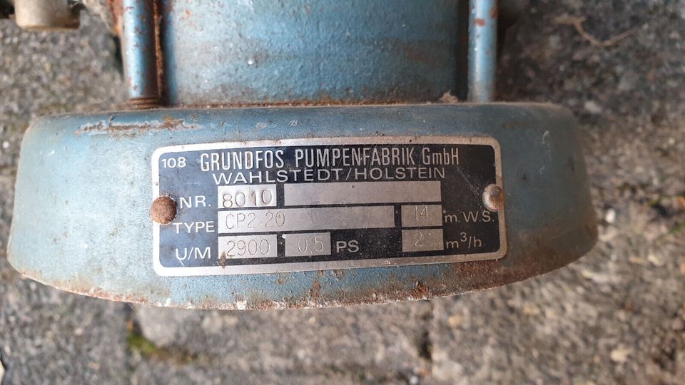 Grundfos Type CP2 20, 14 m.W.S., Nr. 8010, U/M 2900, 0.5 PS, 2 m3 in Paderborn