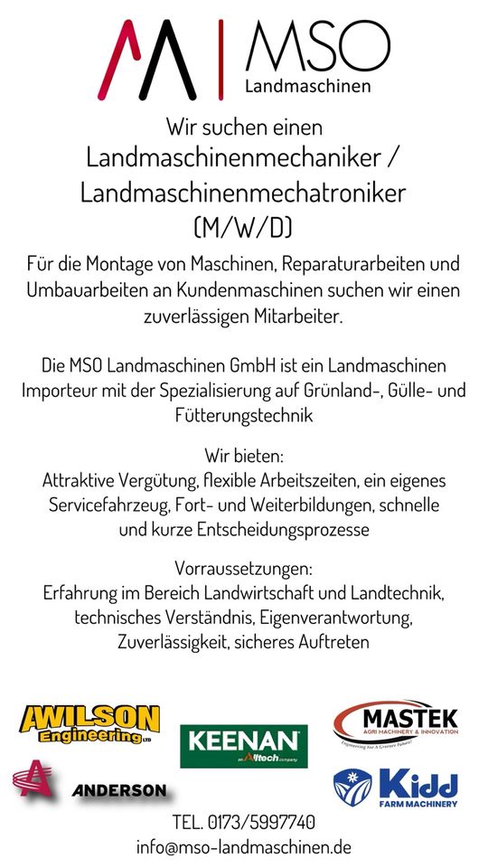 Landmaschinenmechaniker Landmaschinenmechatroniker M/W/D in Südbrookmerland