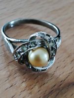 Ring 925 silber mit Zuchtperle Retro Durchmesser 1,8 cm Saarland - St. Ingbert Vorschau