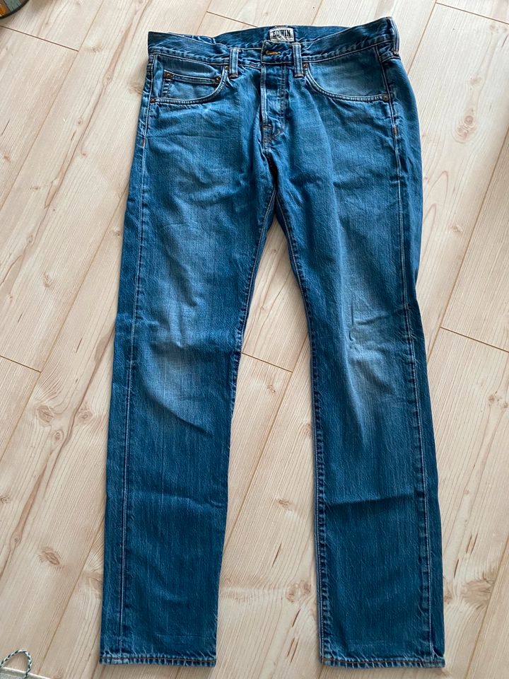 Edwin Herren Jeans herrenbekleidung Stone Washed blau herrenmode in Stein