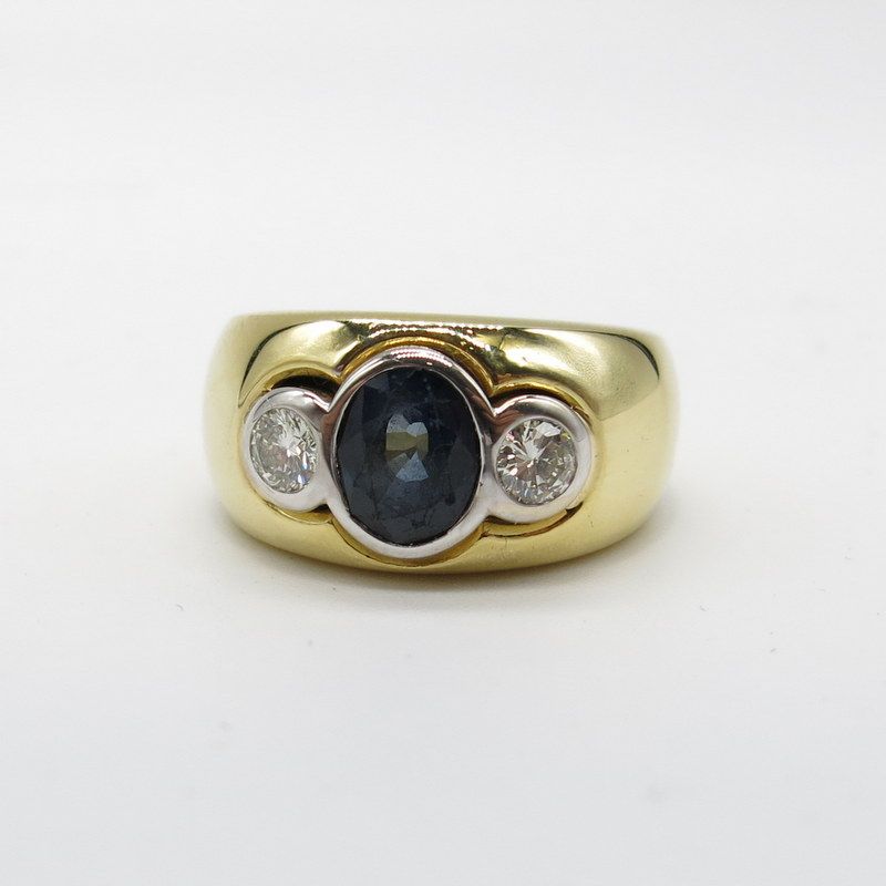 750/-er Gold - Ring Saphir & Diamanten ca.0.40ct. - Gr.55 in Duisburg