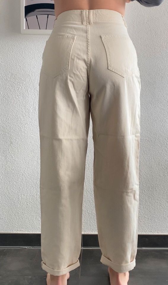 Mango Corina Jeans Mom Ballon Fit beige Damen 38 M in Bergrheinfeld