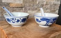 2 x vintage chinesische Suppenschüssel mit Löffel blau und weiß Niedersachsen - Großefehn Vorschau