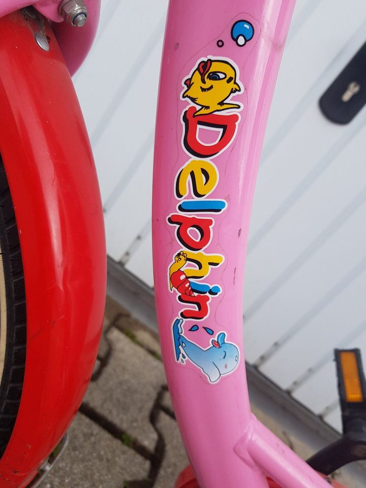 Kinderfahrrad / Mädchen Fahrrad Delphin 18 Zoll, rosa, guter Zust in Kaufering