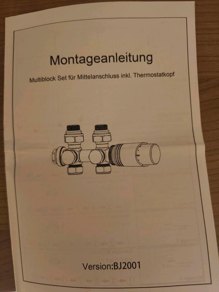 Multiblock Set für Mittelanschluss inkl. Thermostatkopf weiß in Dillenburg