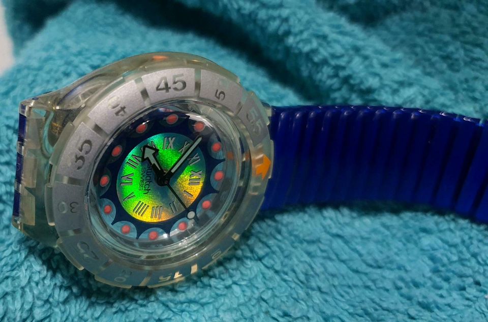 Sport Swatch Armbanduhr,defektes Band,blau metallic in Kolbermoor