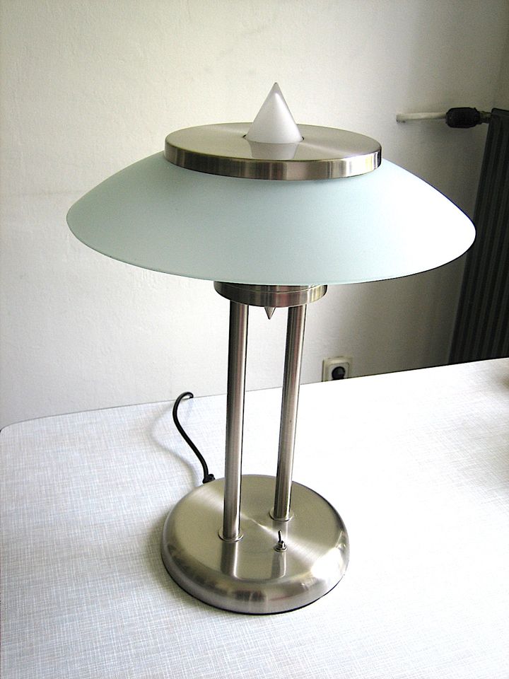 Tischlampe Chromgestell+Glasschirm+Kegelspitze 2x40 Watt H 50 cm in Dortmund