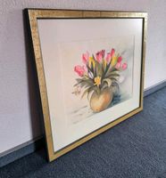 Original Aquarell in Holzrahmen Tulpenstrauss - Goldvase Frank 96 Baden-Württemberg - Gemmrigheim Vorschau