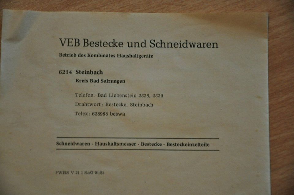 VEB-Kuchenbesteck in Erlenbach