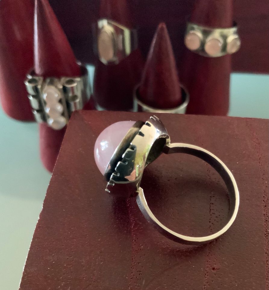 Vintage Georg Kramer Rosenquarz Ring Art Deco Sammlerstücke in Kiebitzreihe