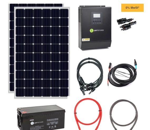 EasyAutark 500 Wp/1000AC Solar-Komplettpaket 12 V Inselsystem in Kirchgellersen