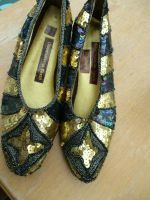 Vintage handmade Schuhe 37 echt leder + Pailetten NEuwertig Bayern - Collenberg Vorschau