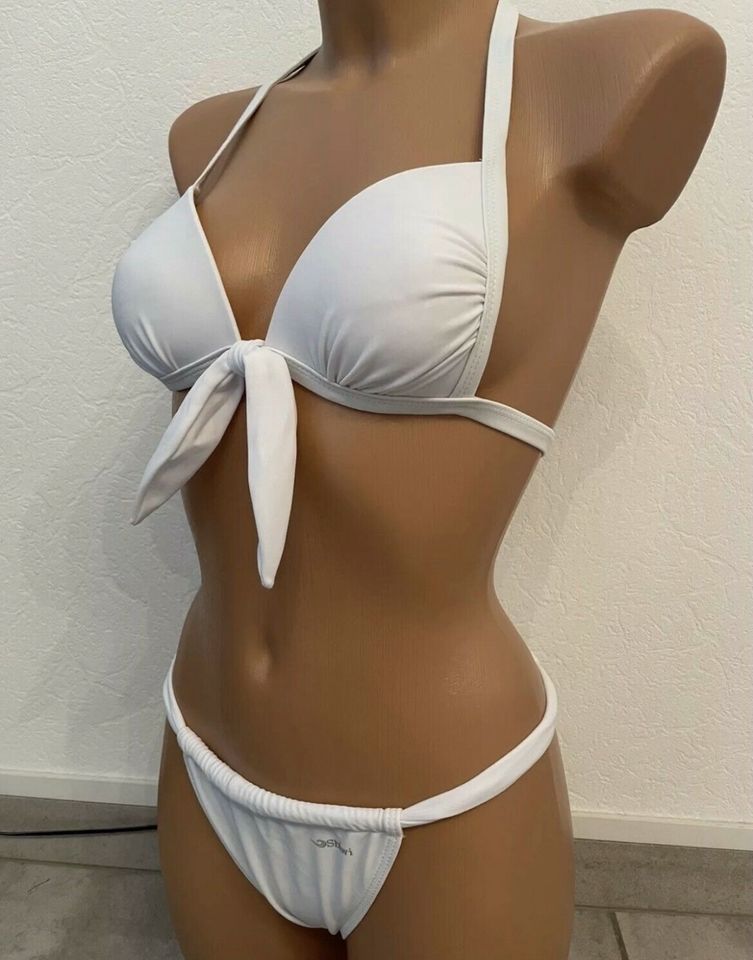 Shiwi Bikini Set Softcups weiß gerafft 34 B Slip XS knapp NEU in Rehlingen-Siersburg