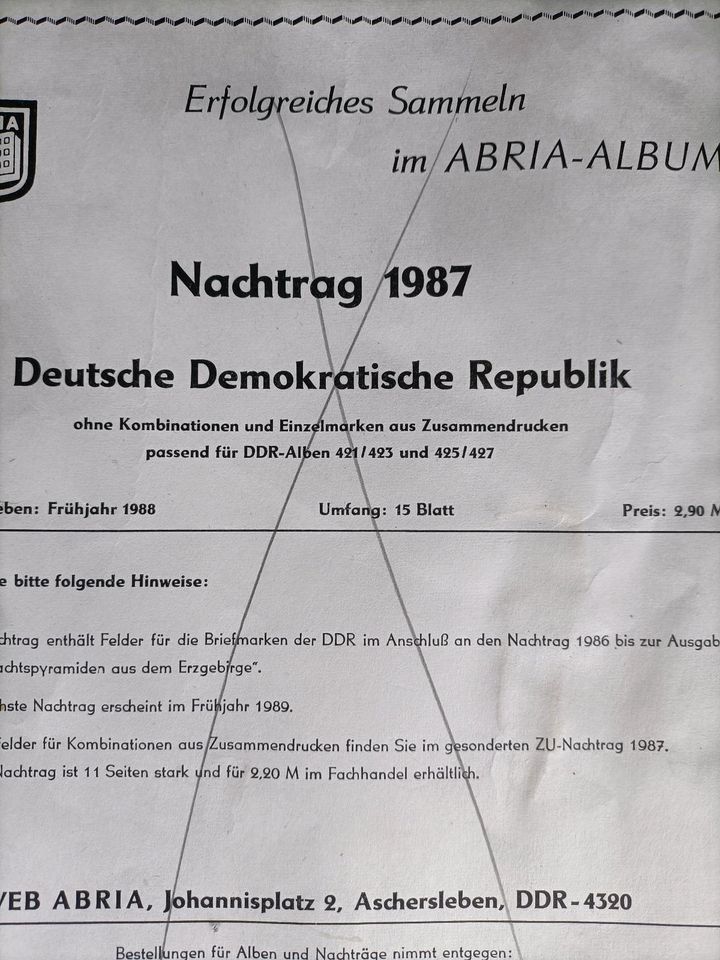 DDR Abria Album 1988 veb Aschersleben OVP 23 STK. Briefmarken Sam in Spremberg