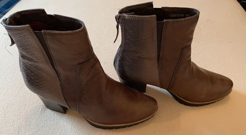 Tamaris braune Damen Stiefeletten Gr. 37 Echt Leder in Harsewinkel