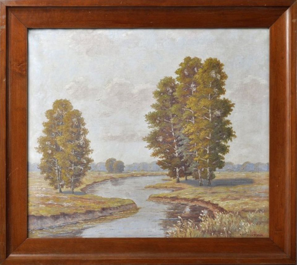 Ölgemälde: Fluß mit Birken, 67x78cm in Leipzig