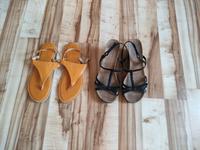 DKNY Sandalen schwarz Keilabsatz/gelbe Flip Flops Gr 41 Nordrhein-Westfalen - Lübbecke  Vorschau