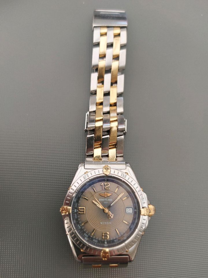 Breitling Wings Automatik 38mm mit Pilotarmband 18mm Stahl Gold in Alzey