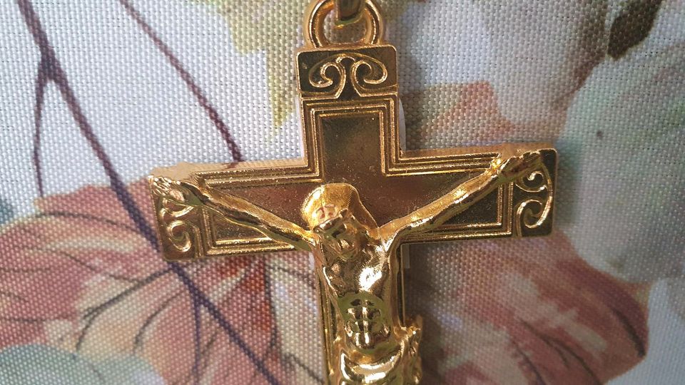 Goldkette Kette Gold mit Anhänger Kreuz Jesus in Pössneck